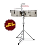 14 And 15 E-class Top-tuning Timbales - Chrome Over Steel With Black Nickel Hardware