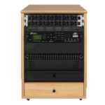 Frameworks Elite Furniture Series 12U Angled Studio Rack with Locking Casters - Natural Maple Matte Finish