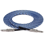 Cloth Guitar Cable, Hosa Straight to Same, 18 ft, Blue/White/Black