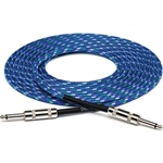Cloth Guitar Cable, Hosa Straight to Same, 18 ft, Blue/Green/White