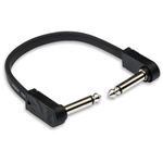 Flat Guitar Patch Cable, Molded Low-Profile Right-Angle to Same, 6 in.