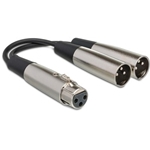 Y Cable, XLR3F to Dual XlR3M, 18 in.