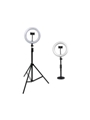 Set Of Two (2) Height-adjustable Stands With Pivoting Led Ring Lights And Universal Pho
