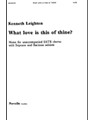 What Love Is This of Thine?