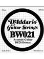 D'Addario BW021 Bronze Wound Acoustic Guitar Single String, .021