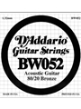 D'Addario BW052 Bronze Wound Acoustic Guitar Single String, .052