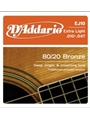 String--Guitar  D'Addario 80/20 - X-Light Gauge   EJ10 - Bronze Wound Acoustic