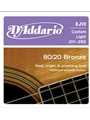 D'Addario EJ13 80/20 Bronze Acoustic Guitar Strings, Custom Light, 11-52