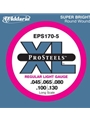 D'Addario EPS170-5 5-String ProSteels Bass Guitar Strings, Light, 45-130, Long Scale