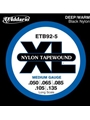 D'Addario ETB92-5 5-String Tapewound Bass Guitar Strings, Medium, 50-135, Long Scale