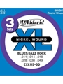 D'Addario EXL115-3D Nickel Wound Electric Guitar Strings, 3 Sets, Medium/Blues-Jazz Rock, 11