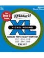 D'Addario EXL117 Nickel Wound Electric Guitar Strings, Medium Top/Extra-Heavy Bottom, 11-56