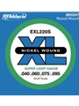 D'Addario EXL220S Nickel Wound Bass Guitar Strings, Super Light, 40-95, Short  Scale