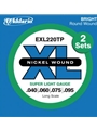 D'Addario EXL220TP Nickel Wound Bass Guitar Strings, Super Light, 40-95, 2 Sets, Long Scale