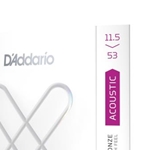 D'Addario XSAPB11552 XS Phosphor Bronze Acoustic Guitar Strings, Custom Light Plus, 11.5-53
