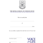 Voice for Life - Dark Blue Level Certificate