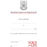 Voice for Life - Red Level Certificate