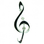 Brooch--g-clef/black Enamel