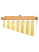 25 Gold Chimes with Natural Finish Wood Bar by for