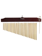 25 Gold Chimes with Brown Finish Wood Bar by for