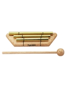 3 Gold Plated Chimes on Siam Oak Bar by for