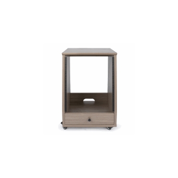 Frameworks Elite Furniture Series 12U Angled Studio Rack with Locking Casters - Driftwood Grey Finish