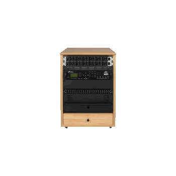 Frameworks Elite Furniture Series 12U Angled Studio Rack with Locking Casters - Natural Maple Matte Finish