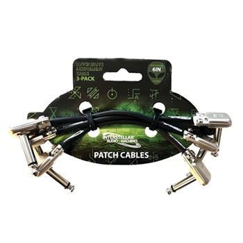 Hyperdrive Premium Instrument Patch Cables - 6 inch. (3-Pack) - Angle-Angle Connectors