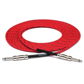 Cloth Guitar Cable, Hosa Straight to Same, 18 ft, Red/Green