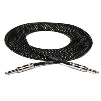 Cloth Guitar Cable, Hosa Straight to Same, 18 ft, Black/Gold