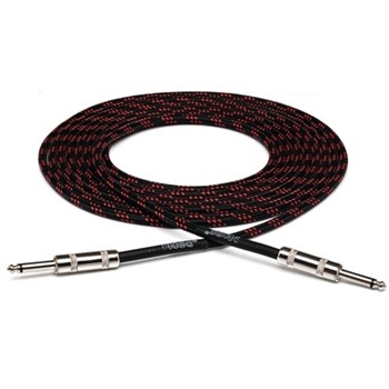 Cloth Guitar Cable, Hosa Straight to Same, 18 ft, Black/Red