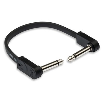 Flat Guitar Patch Cable, Molded Low-Profile Right-Angle to Same, 6 in.
