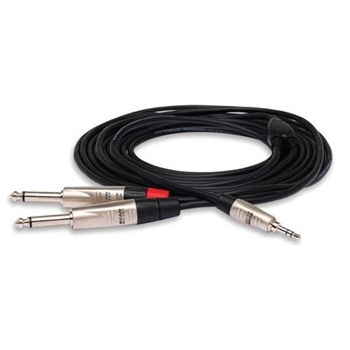 Pro Stereo Breakout, REAN 3.5 mm TRS to Dual 1/4 in. TS, 10 ft.