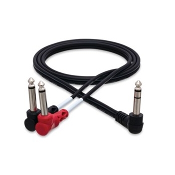 Insert Cable, Right-Angle 1/4 in. TRS to Dual Right-Angle 1/4 in. TS, 1 m
