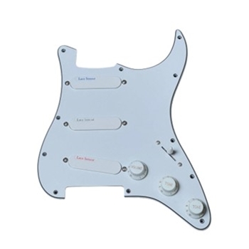 Lace Sensor Blue/Silver/Red S/S/S Loaded Pickguard - 3-Ply - White