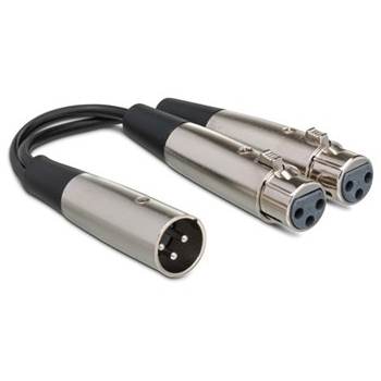 Y Cable, Dual XLR3F to XLR3M, 18 in.