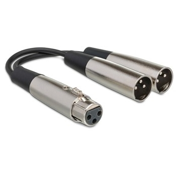 Y Cable, XLR3F to Dual XlR3M, 18 in.