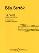 18 Duos by Bartok Bela - Kurtz Edmund - for Cello Duet