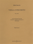 Viola Concerto Op. Posth. by Bartok Bela for Full Score (Ed. Serly Tibor)