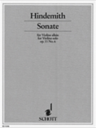 Violin Sonata Opus 11/6 by Hindemith Paul for Vin Solo