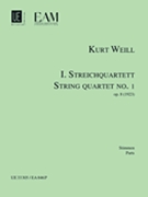 String Quartet #1 Opus 8(1923) Parts by Weill Kurt for Str Quartet P