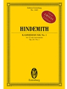 Kammermusik No 1 Opus 24 No 1 - Chamber Music No 1 by Hindemith Paul for Study Score
