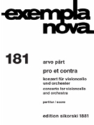 Pro et Contra: Concerto for Cello and Orchestra by Part Arvo for Score