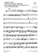 Concerto D Major 4 Violins Strings Continuo Rv549 (op. 3 No. 1) Parts by Vivaldi Antonio Lucio for Parts