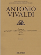 Concerto E Minor 4 Violins Strings Continuo Rv550 (op. 3 No. 4) Score by Vivaldi Antonio Lucio for Score