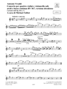 Concerto F Major 4 Violins Violoncello Strings Continuo Rv567 (op. 3 No. 7) Parts by Vivaldi Antonio Lucio for Parts