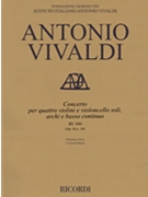 Concerto In B Minor 4 Violins Violoncello Strings Continuo Rv580 (op. 3 No. 10) Score by Vivaldi Antonio Lucio for Score