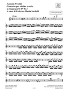 Concerto RV 813 for Violin and Strings in Five Parts by Vivaldi Antonio Lucio for Parts