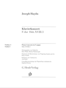 Concerto for Piano (Harpsichord) and Orchestra F Major Hob.XVIII:3 by Haydn Joseph for