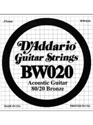 D'Addario BW020 Bronze Wound Acoustic Guitar Single String .020 by for